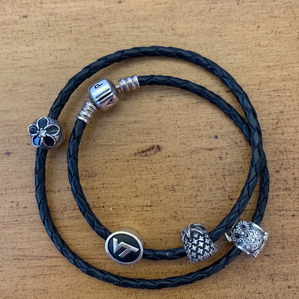 Pandora Black Cable Wrap Charm Bracelet